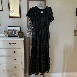 Anthro faux leather somerset black Dress size Large
